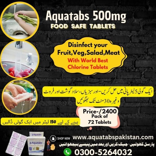 Aquatabs 500mg | Water Purification Chlorine  Tablets ( NaDCC) - 72s - Image 3